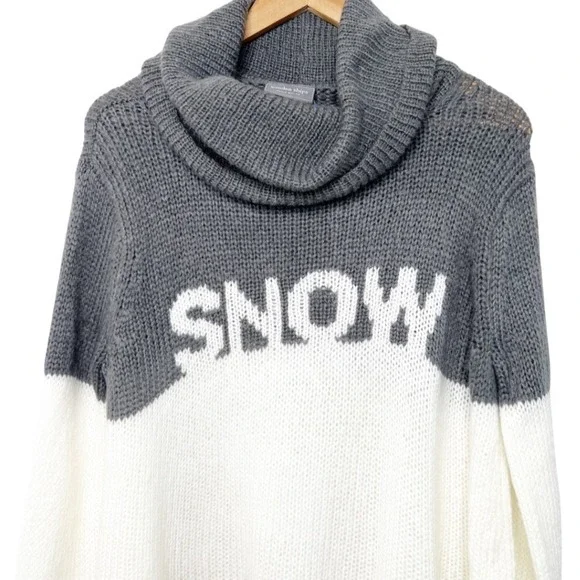 Wooden Ships NWT Snow Cowl Neck Chunky Knit Sweater Grey White Mohair Wool XS - Picture 3 of 8